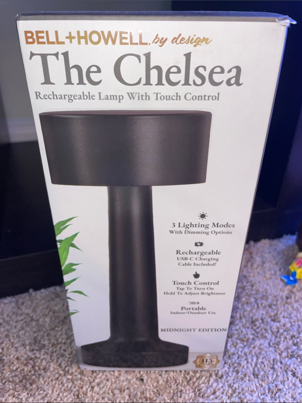 The Chelsea Rechargeable Touch Lamp - Midnight (Black)